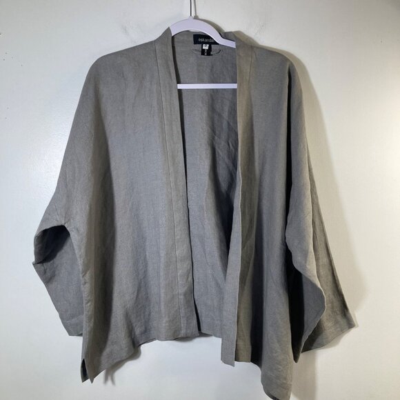 Womens Eskandar Open Linen Jacket Heavy Weight‎ Lagenlook Gray Esk 0 US 6/8 - Picture 1 of 11